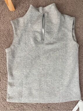 Sleeveless Quarter-Zip Mock Neck and Skort Set - Light Heather Gray